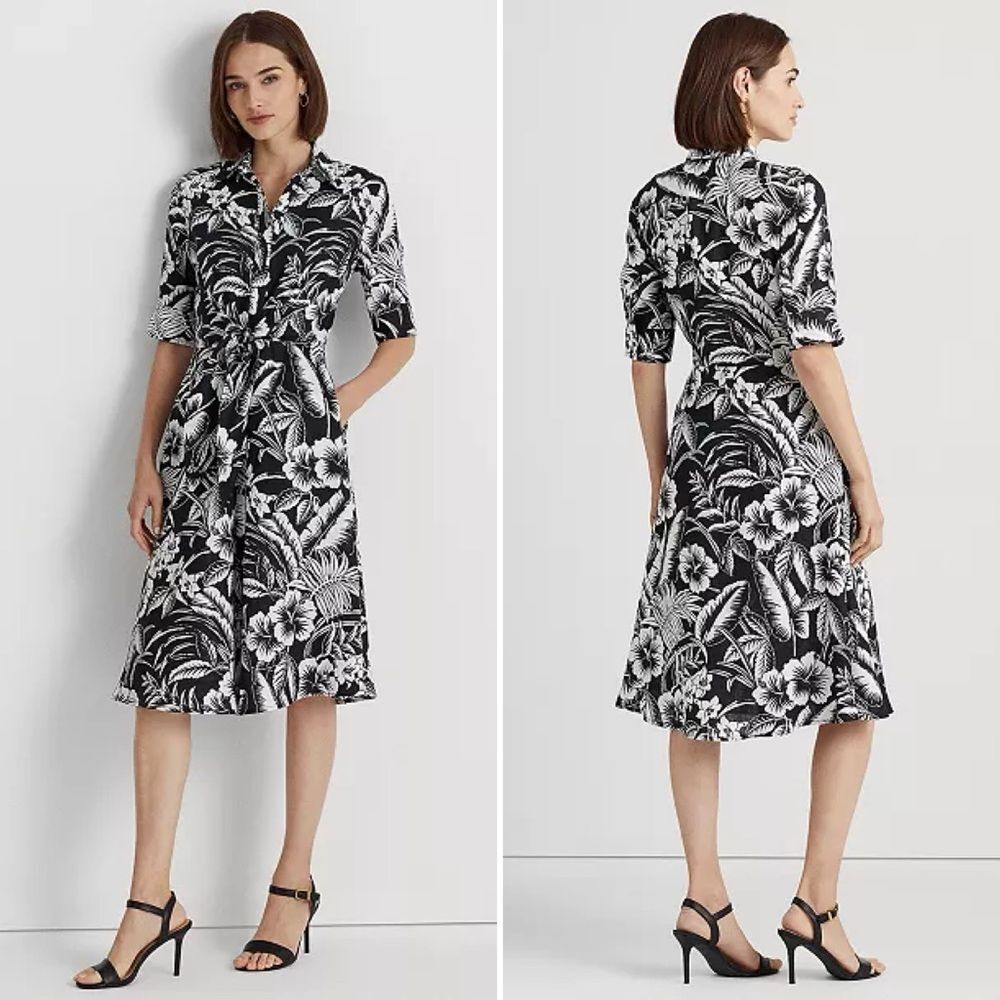 100% Linen Lauren Ralph Lauren Signature Shirtdress 8